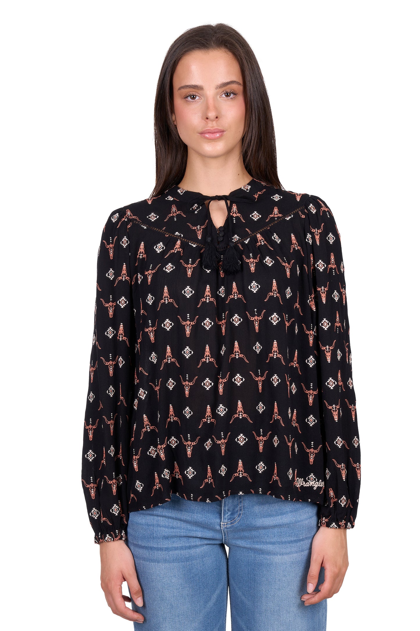 Wrangler Women’s Lucille Long Sleeve Blouse – Black