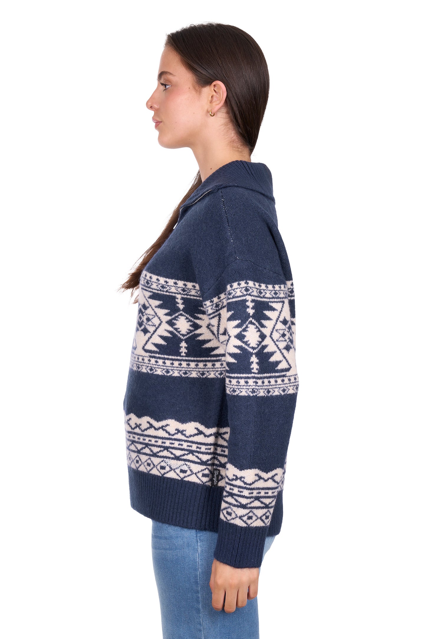 Wrangler Women’s Lacey Knitted 1/4 Zip Pullover – Navy
