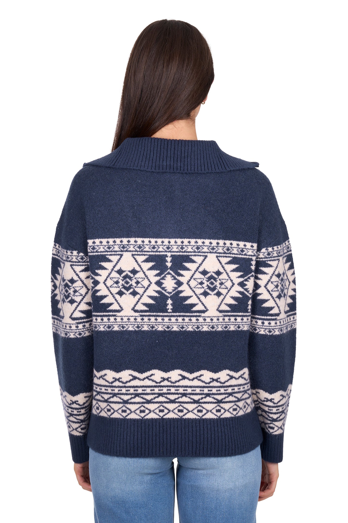 Wrangler Women’s Lacey Knitted 1/4 Zip Pullover – Navy