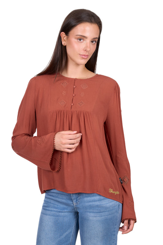 Wrangler Women’s Roxana Long Sleeve Blouse