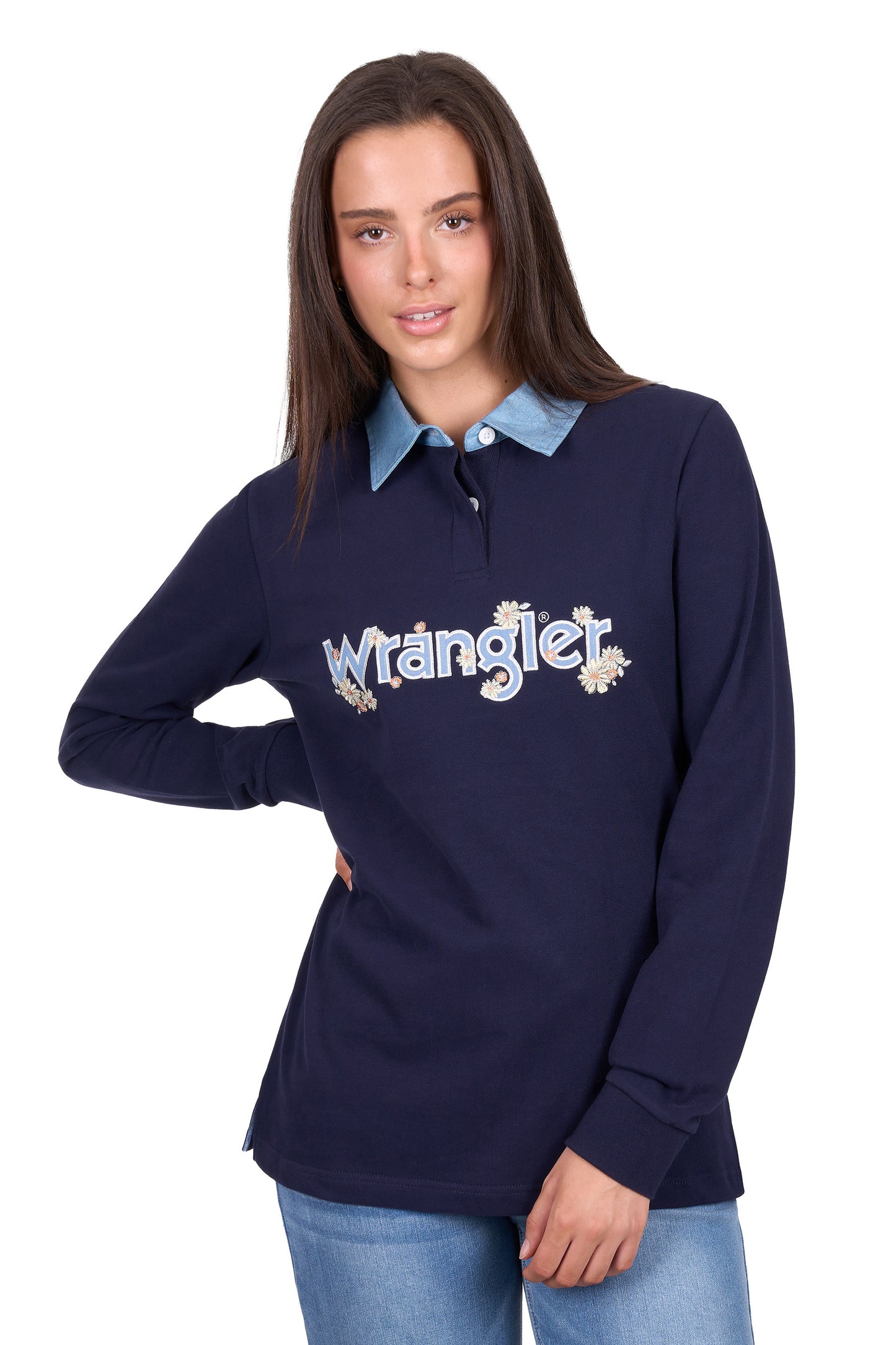 Wrangler Women’s Brooke Rugby – Navy/Light Blue