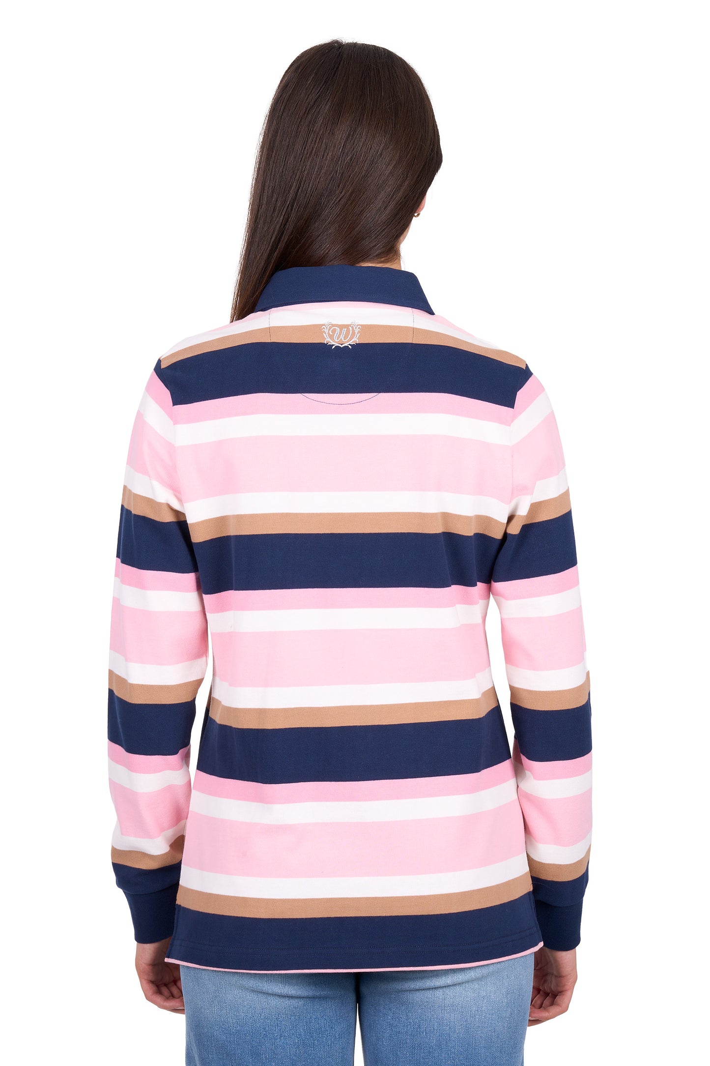 Wrangler Women’s Hollie Stripe Rugby - Pink/Navy