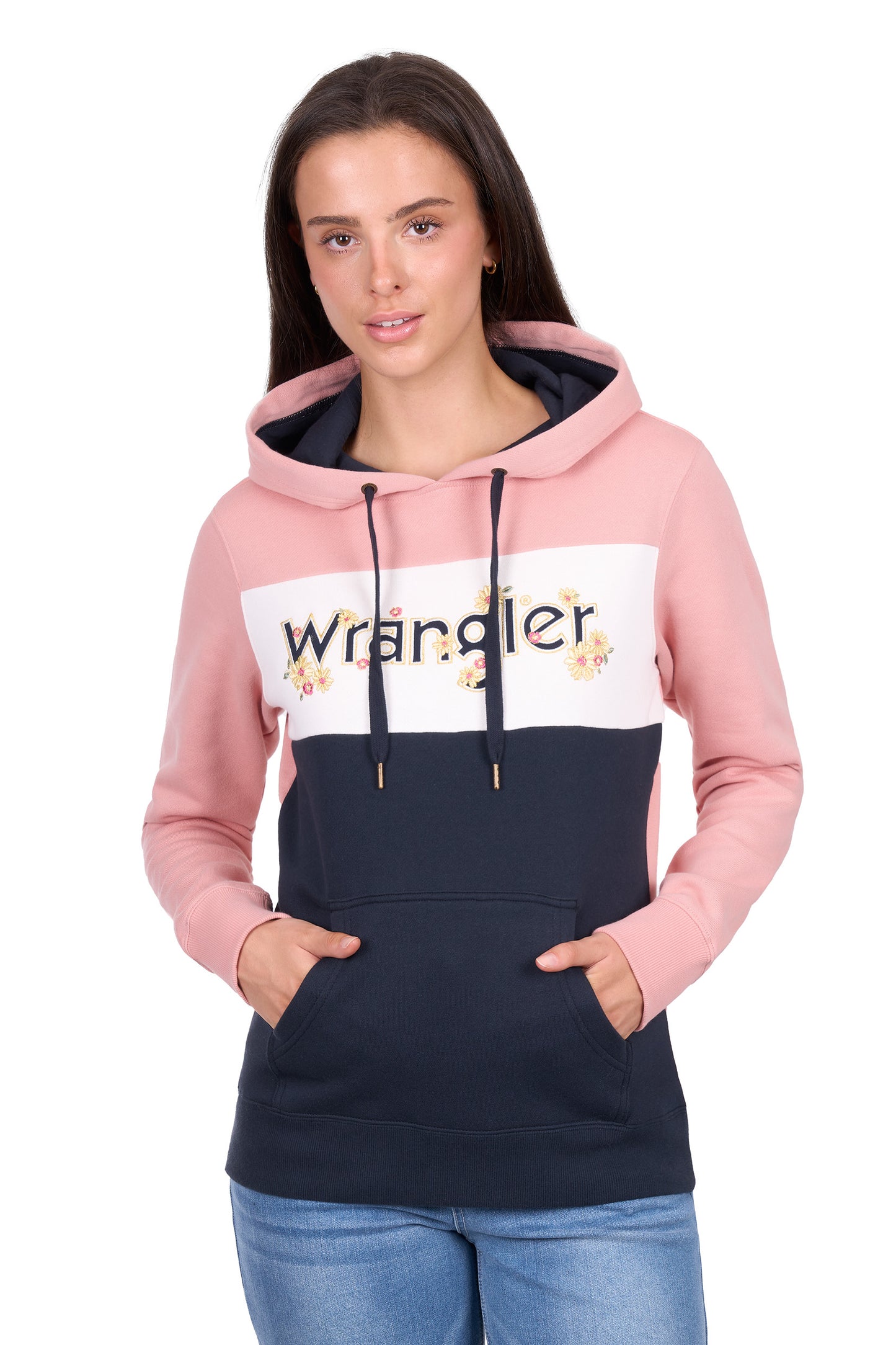 Wrangler Women’s Brooke Pullover Hoodie – Rose/Navy