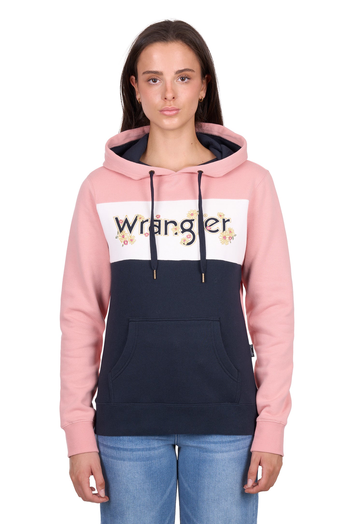 Wrangler Women’s Brooke Pullover Hoodie – Rose/Navy
