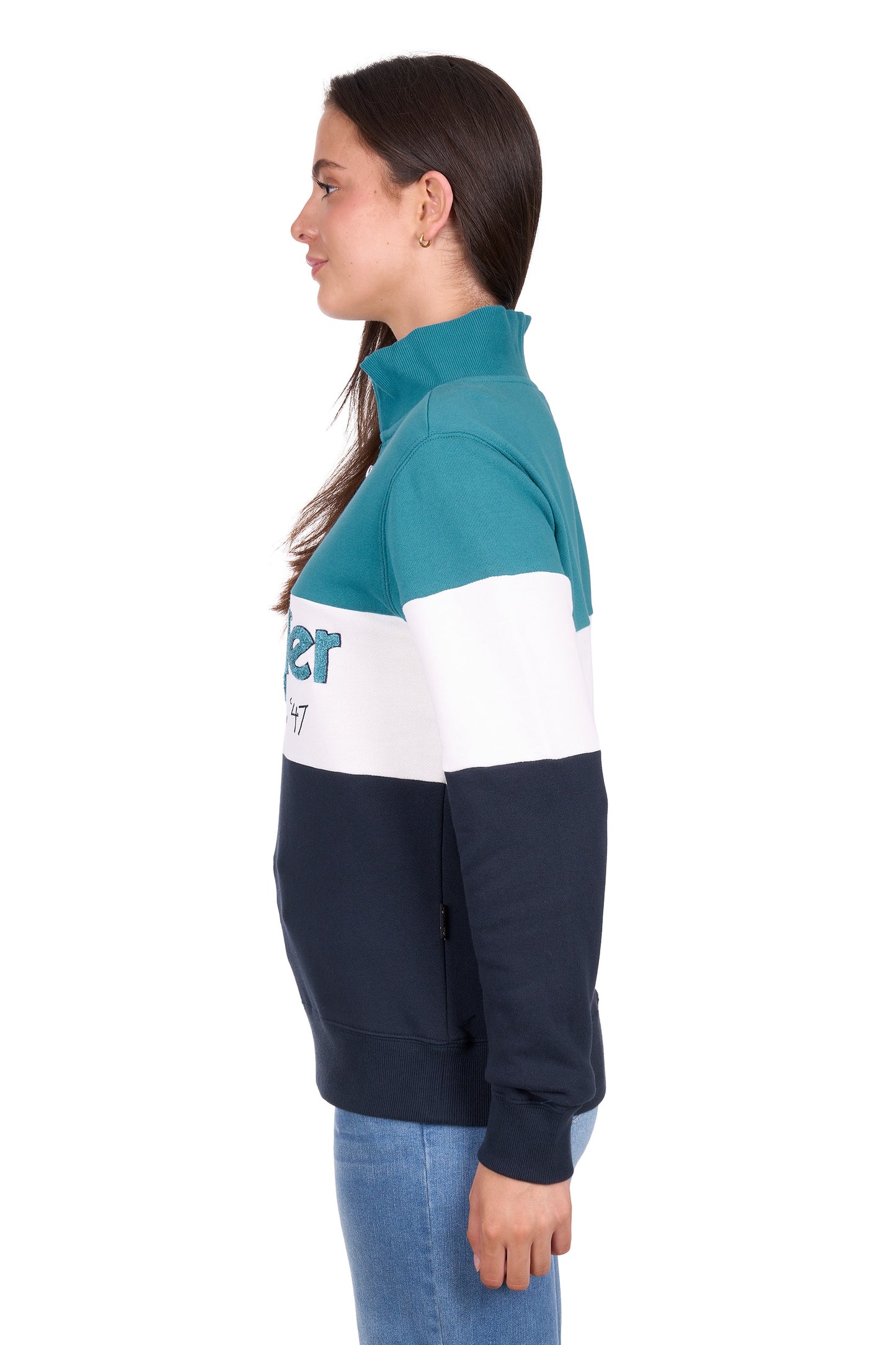 Wrangler Women’s Dana 1/4 Zip Pullover - Navy/Teal