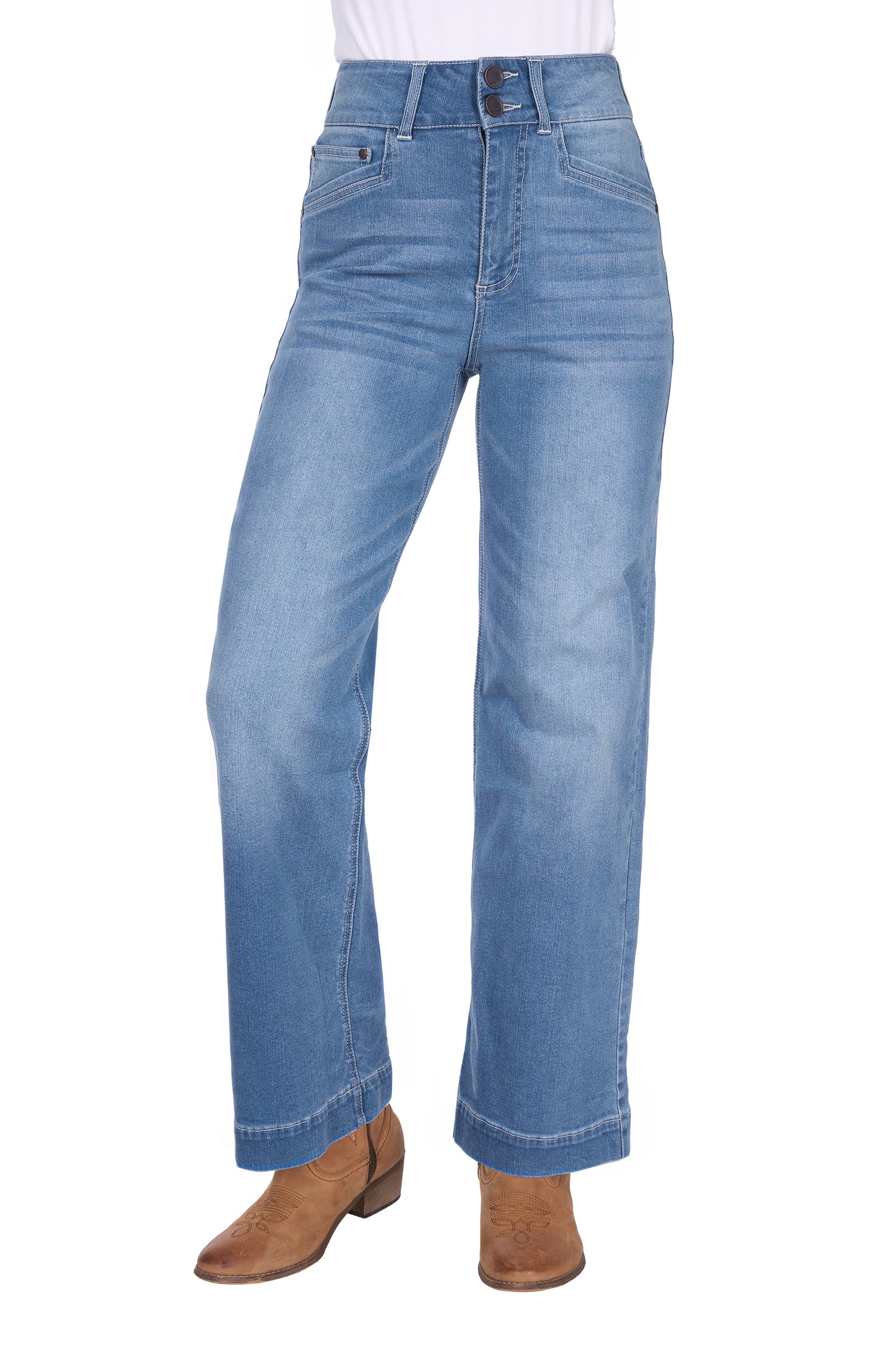 Wrangler Women’s Chloe High Rise Wide Leg Jean - Morning Sky