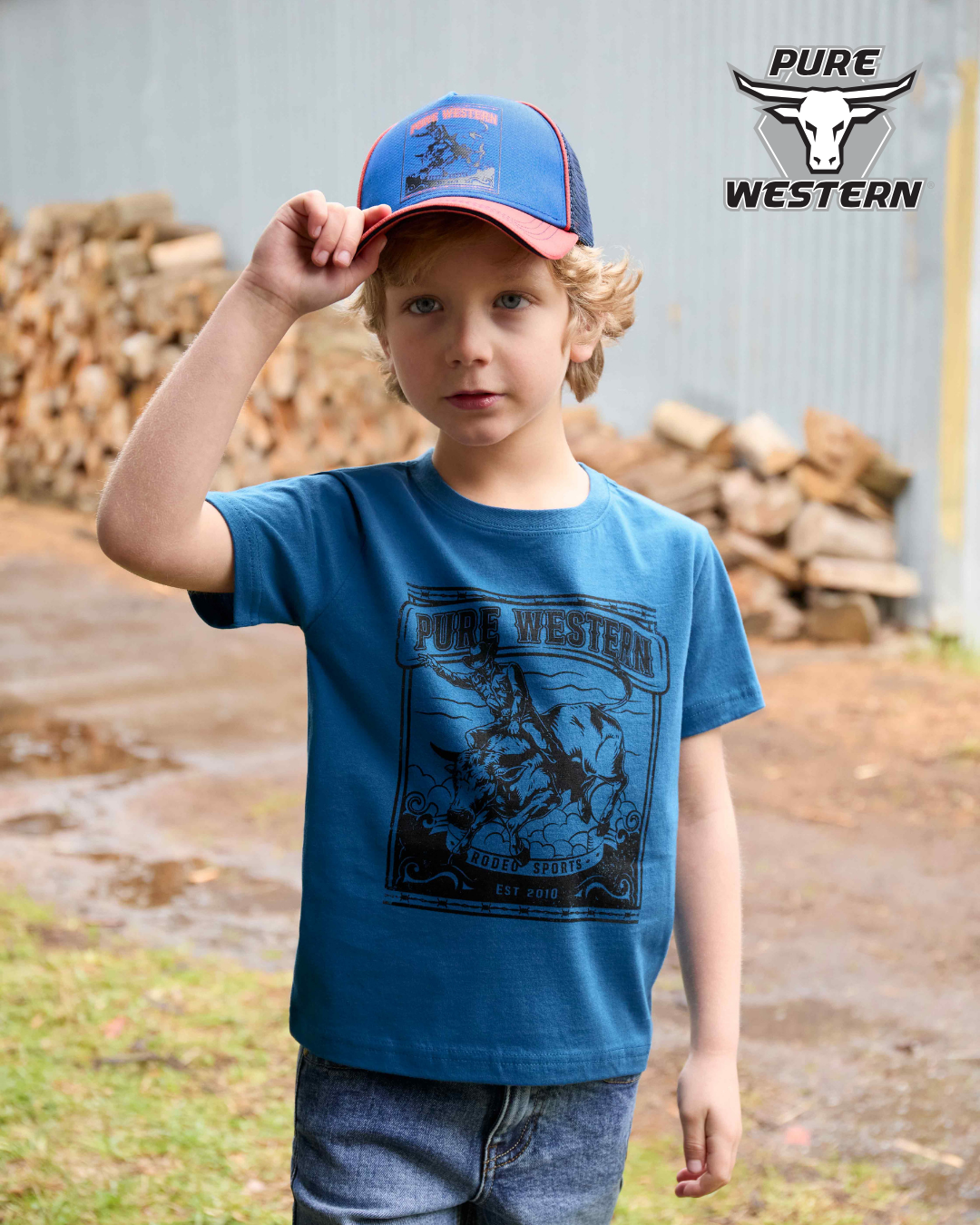 Pure Western Boy’s Rodeo Short Sleeve Tee – Denim