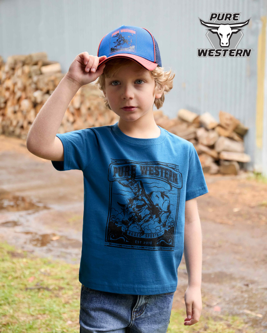 Pure Western Boy’s Rodeo Short Sleeve Tee – Denim