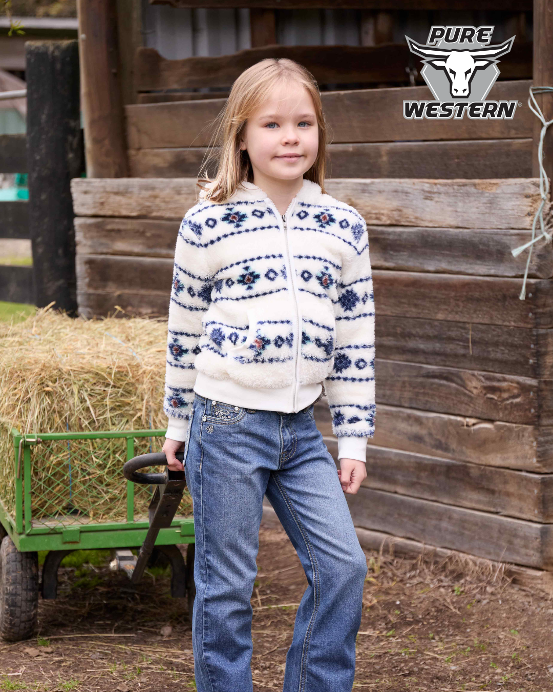 Pure Western | Girl’s Sharna Fleece Zip Through Hoodie