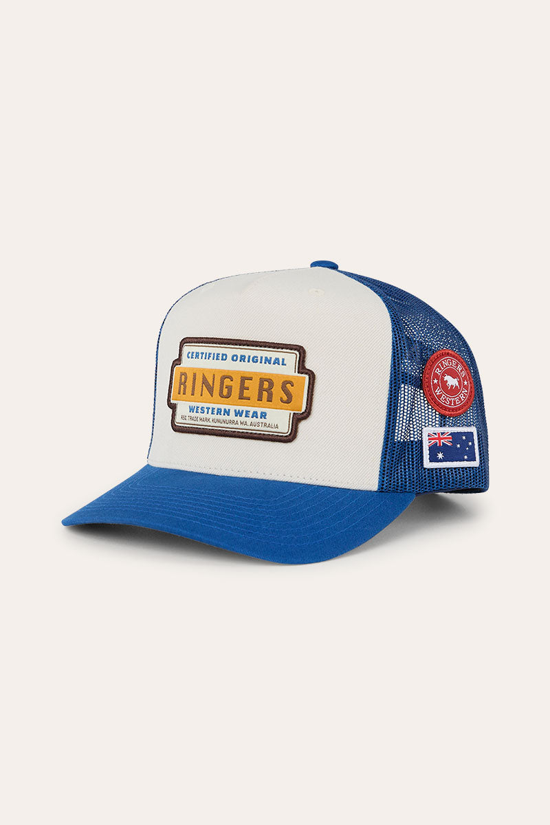 Ringers Western Drive By Deep Fit Trucker Cap - Blue/Cream