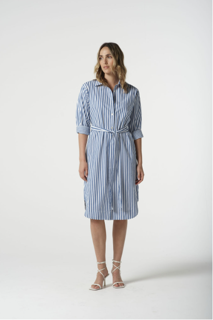 Goondiwindi Cotton Stripe Shirt Dress - Blue Jasper Stripe