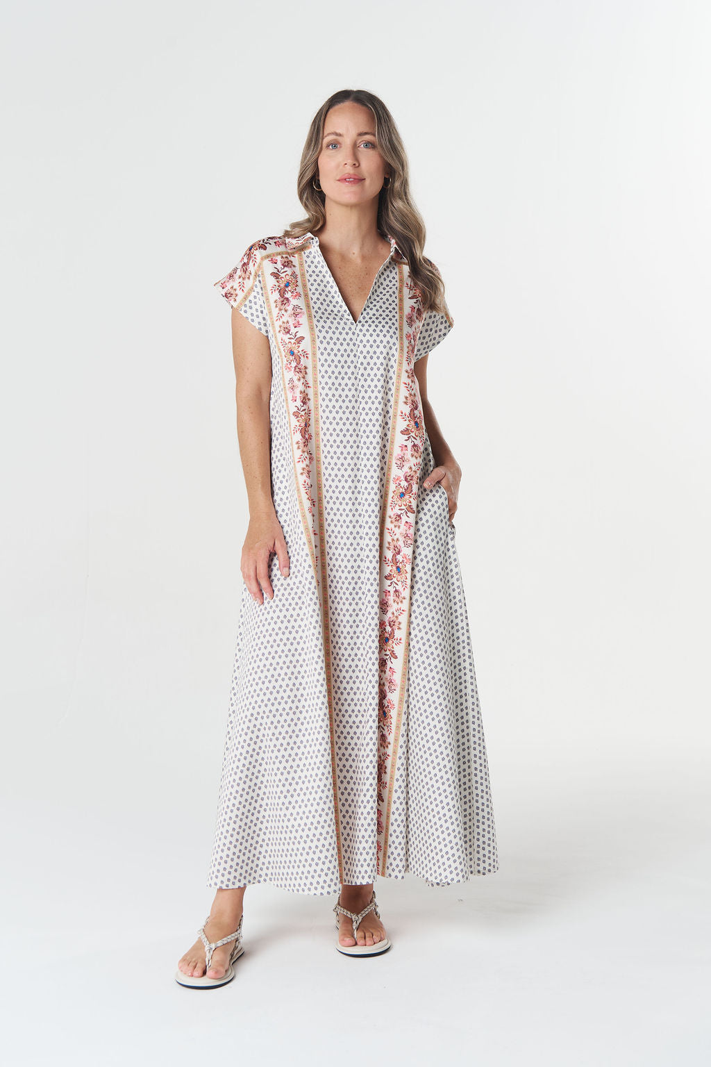 Goondiwindi Cotton Shell Cap Sleeve Dress - Sunset Manor Print