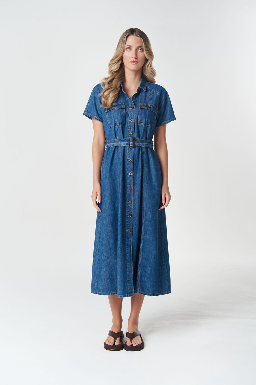 Goondiwindi Cotton Stockgirl Denim Dress - Denim Blue