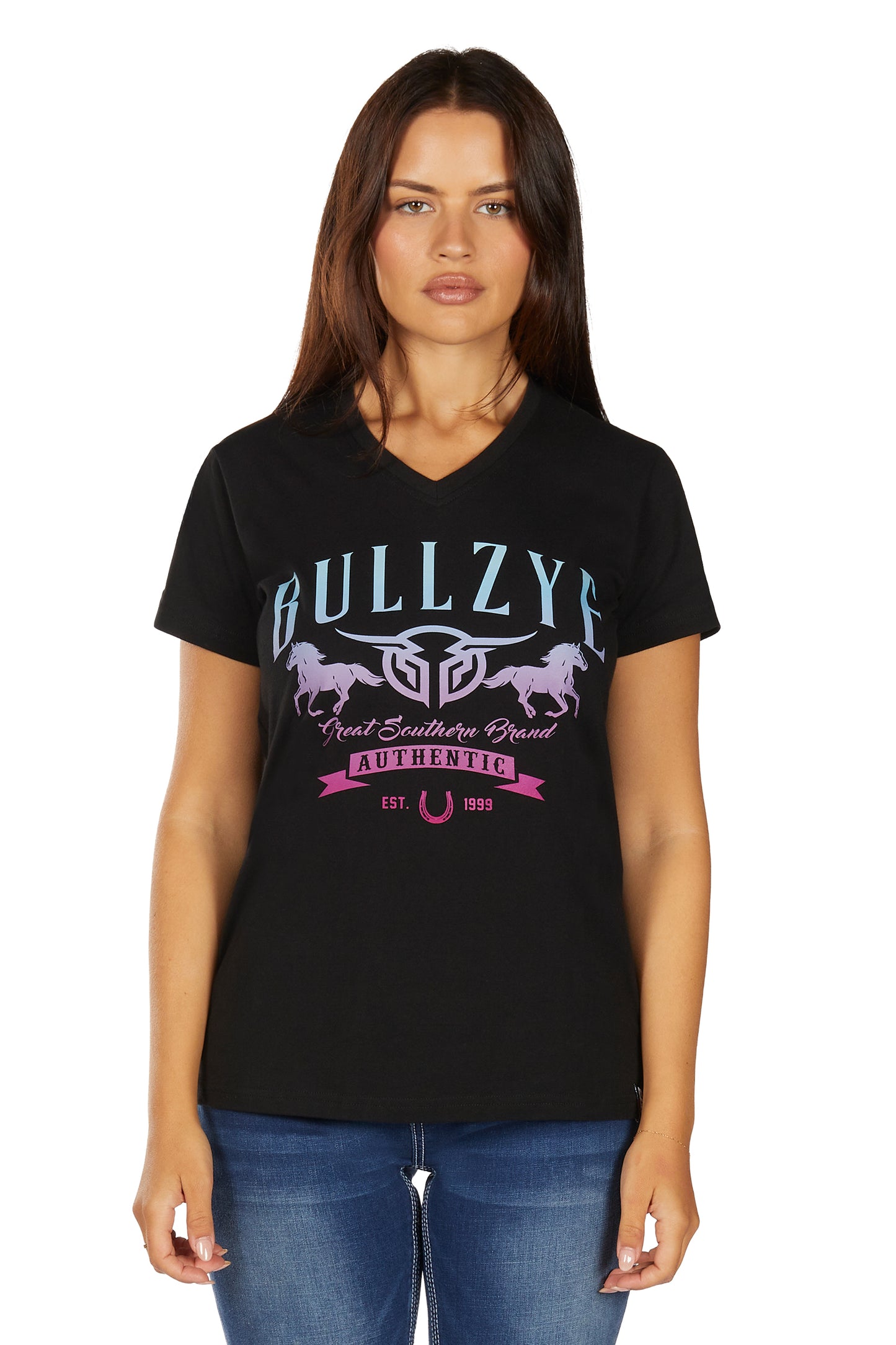 Bullzye Women’s Jemma V Neck Short Sleeve Tee