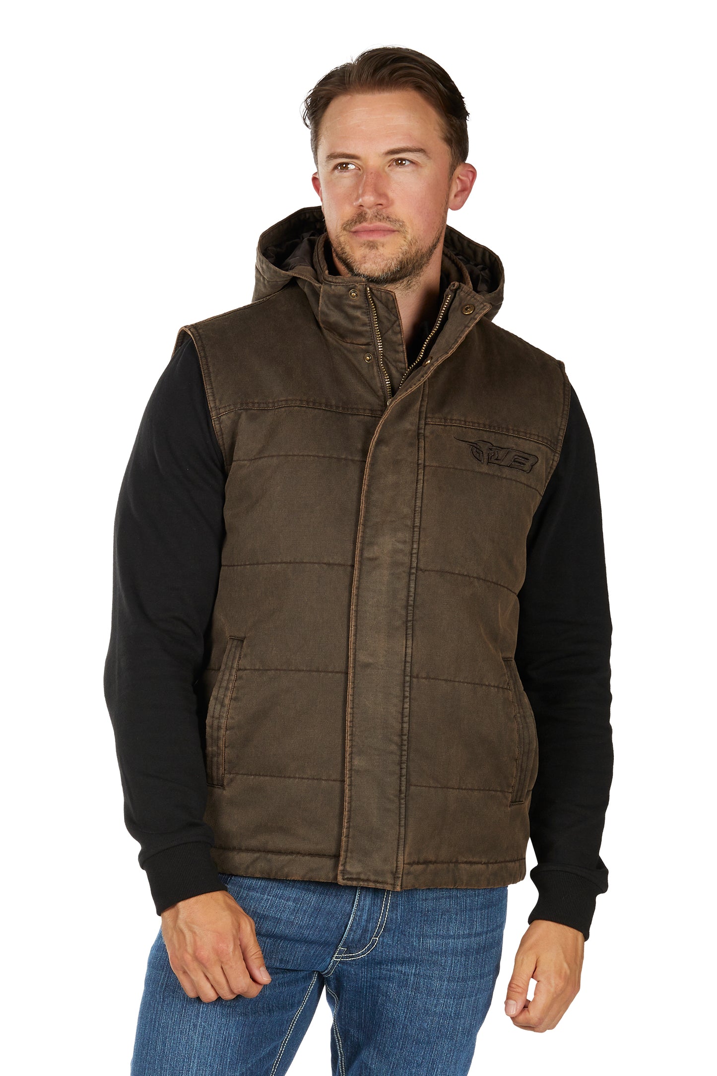 Bullzye Men’s Canon Faux Oilskin Vest
