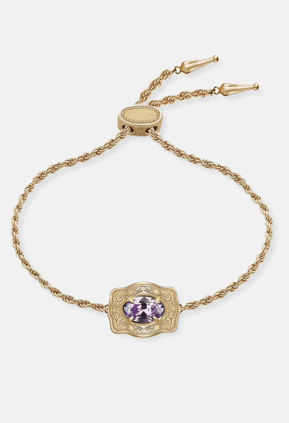 SpurWest Ultra Mini Belt Buckle Birthstone Bracelet - Gold