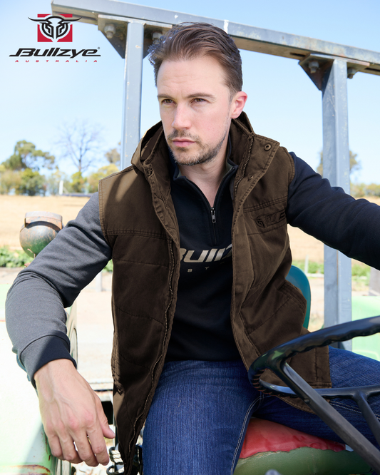 Bullzye Men’s Canon Faux Oilskin Vest