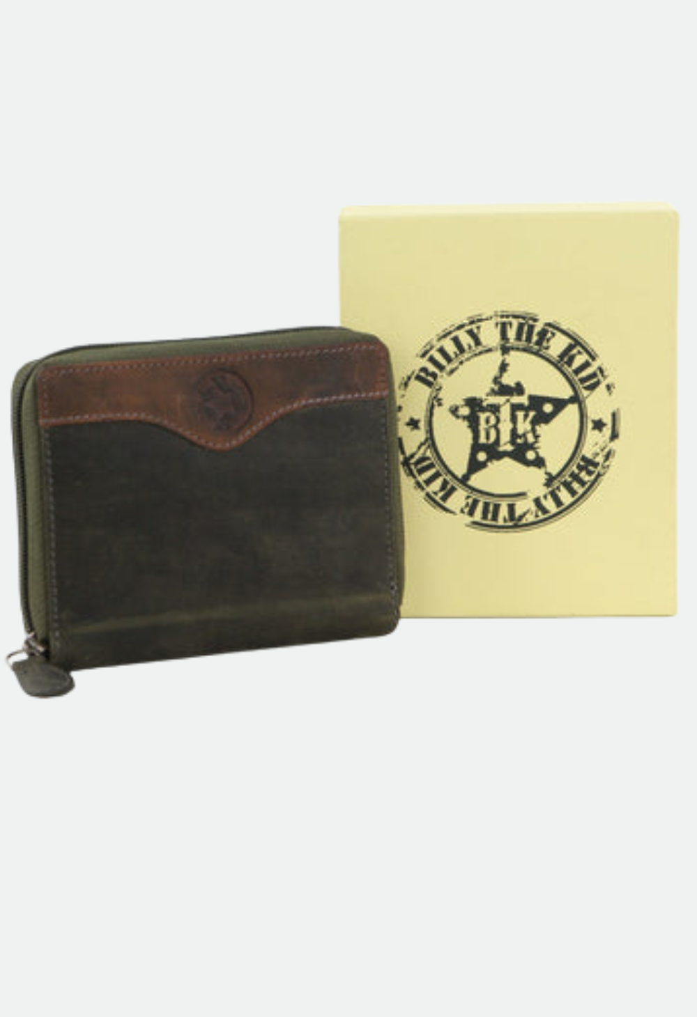 Billy The Kid Olive Leather Wallet with Zip