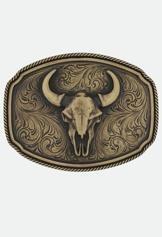 Just Country Men's Montana Silversmiths Wild Ambition Buffalo Skull Attitude Belt Buckle