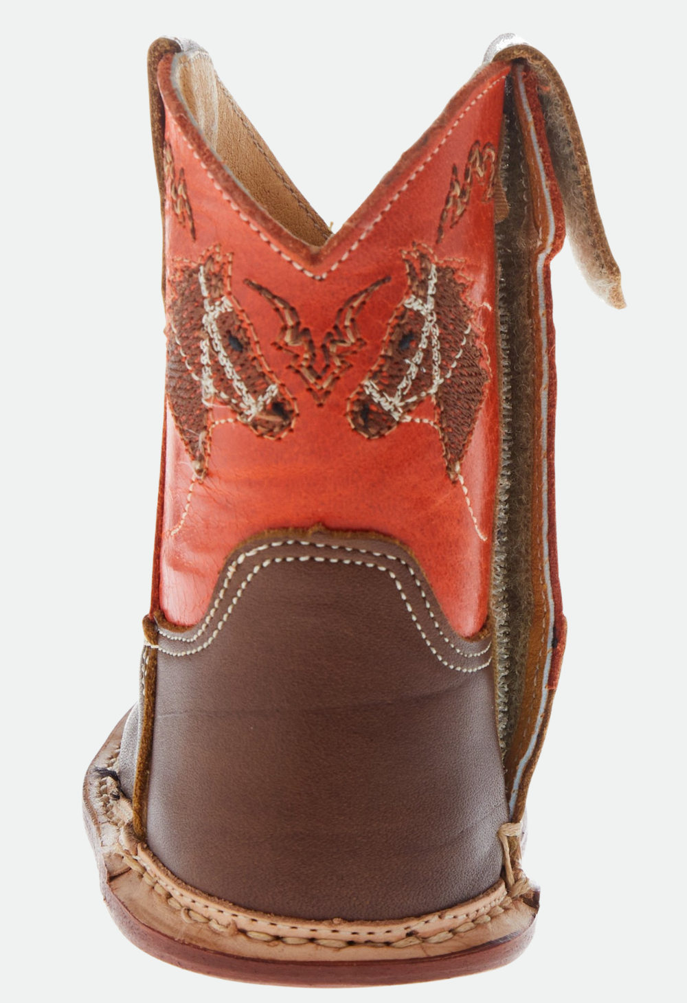 Roper Kid's Orange/Brown Leather Cowbaby Horsehead Cowboy Boots