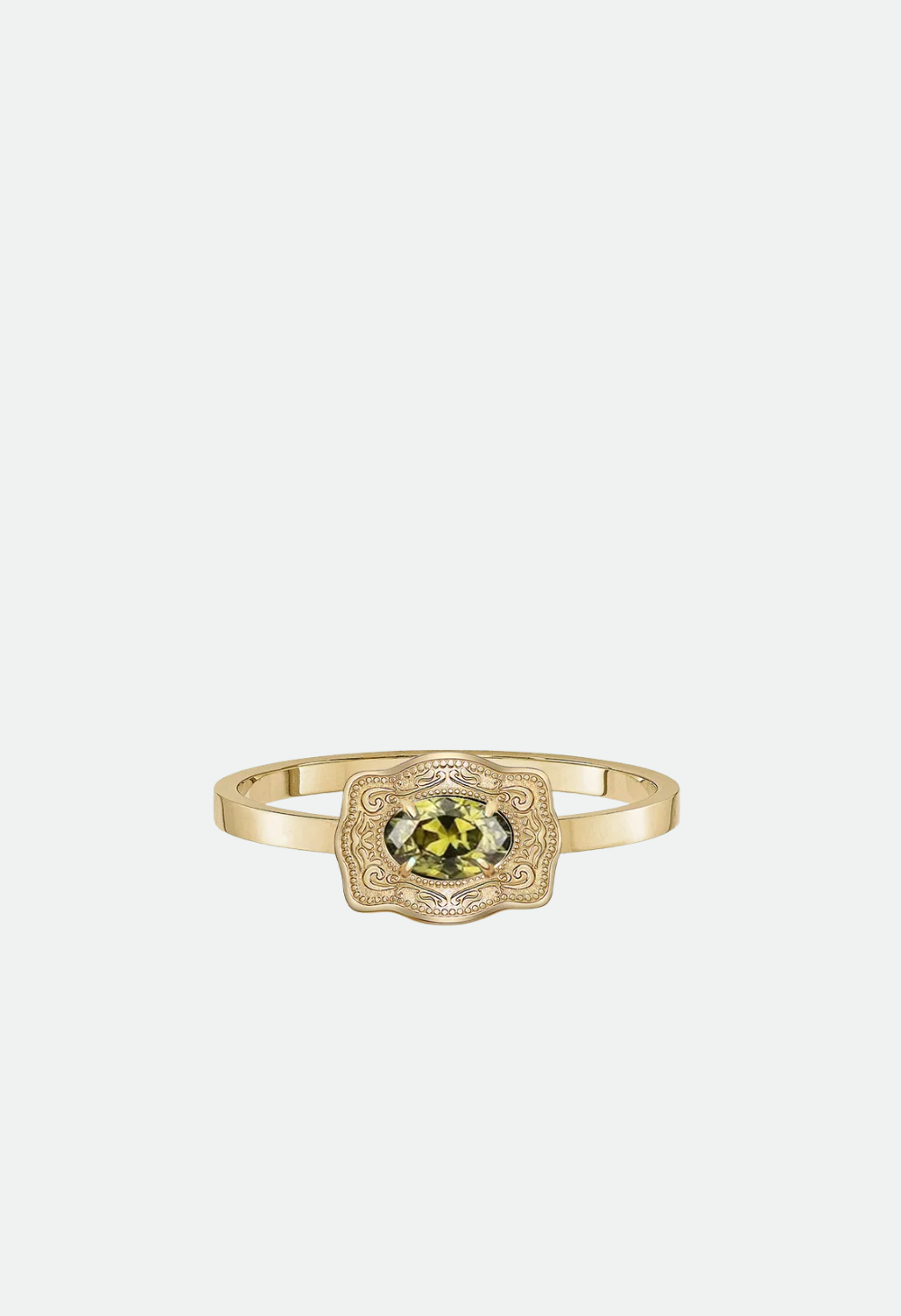 SpurWest Ultra Mini Belt Buckle Birthstone Adjustable Ring - Gold
