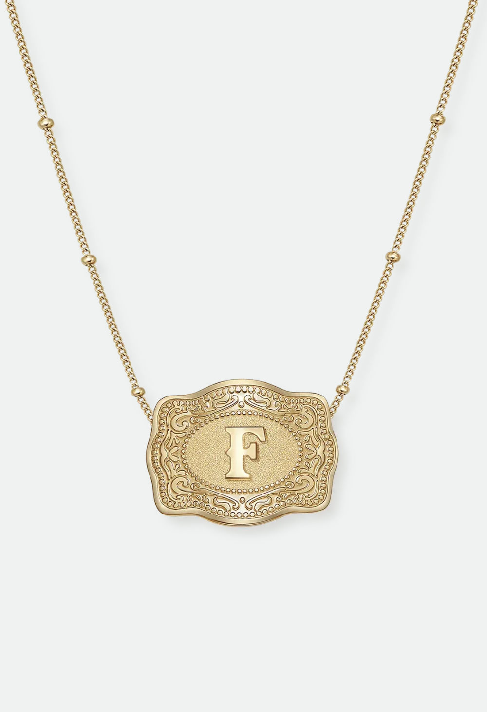 SpurWest Mini Belt Buckle Necklace (Initial) - Gold