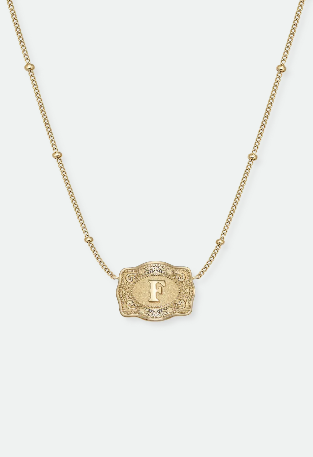 SpurWest Ultra Mini Belt Buckle Necklace (Initial) - Gold