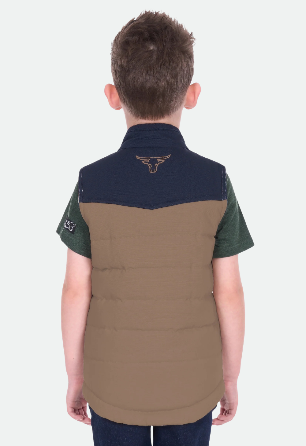 Pure Western Boy’s Jamie Reversible Vest – Stone/Navy