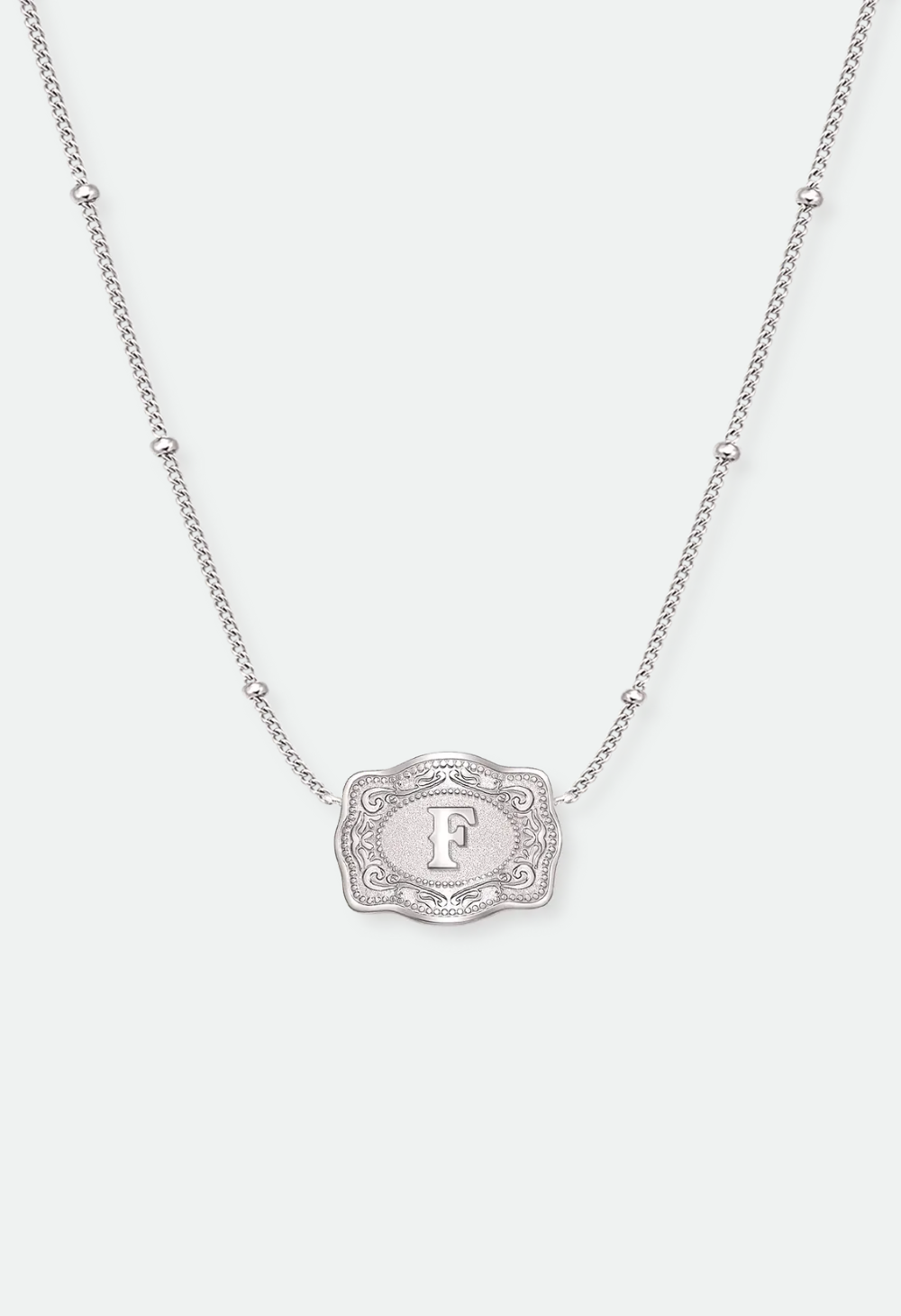 SpurWest Ultra Mini Belt Buckle Necklace (Initial) - Silver