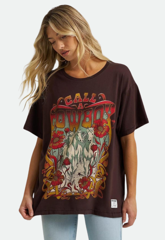 Wrangler Women's Mole X Lainey Wilson Call A Cowboy Oversized Tee