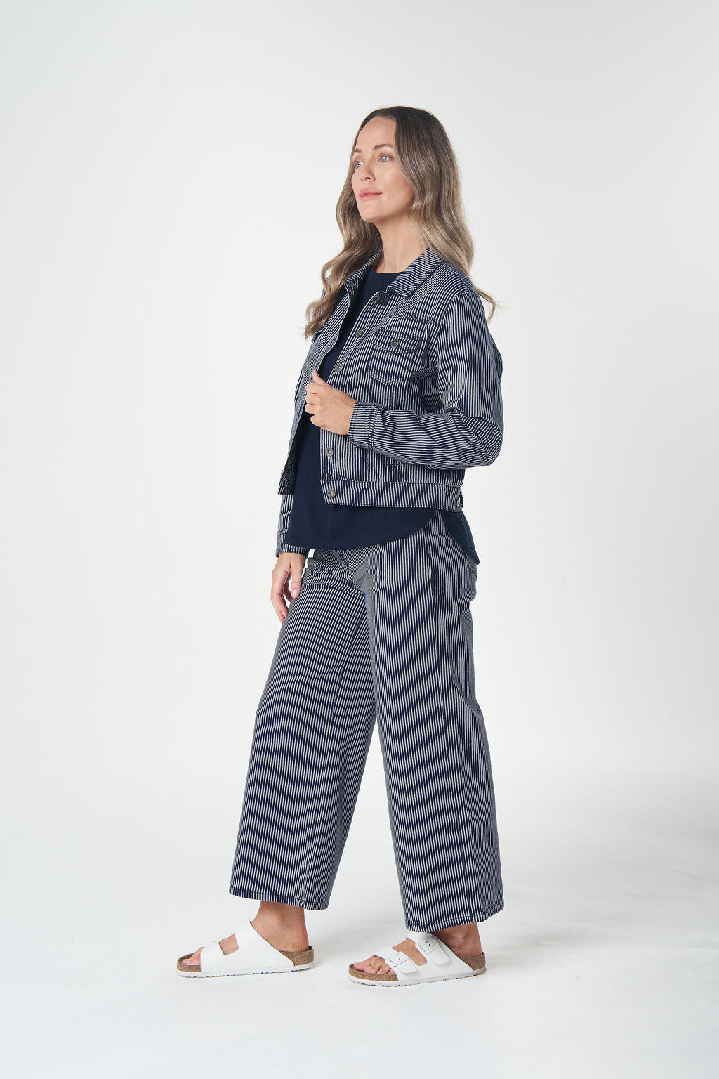 Goondiwindi Cotton Ray Denim Jacket - Dark Navy/White