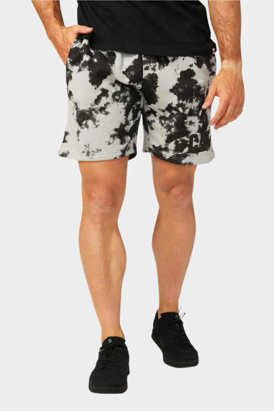 CAT DM FLEECE SHORT (SHIBORI AOP-LIMESTONE)