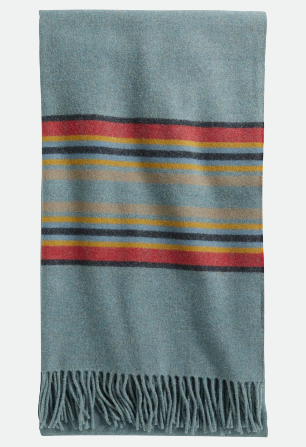 PENDLETON STRIPE 5TH AVENUE MERINO THROW - GREEN HEATHER