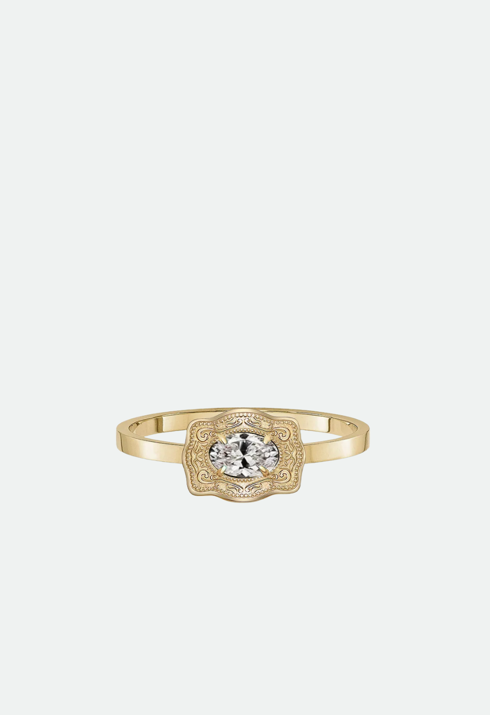 SpurWest Ultra Mini Belt Buckle Birthstone Adjustable Ring - Gold