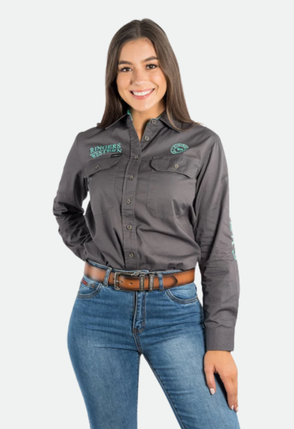 Ringers Western Signature Jillaroo Womens Full Button Work Shirt - Magnum/Mint