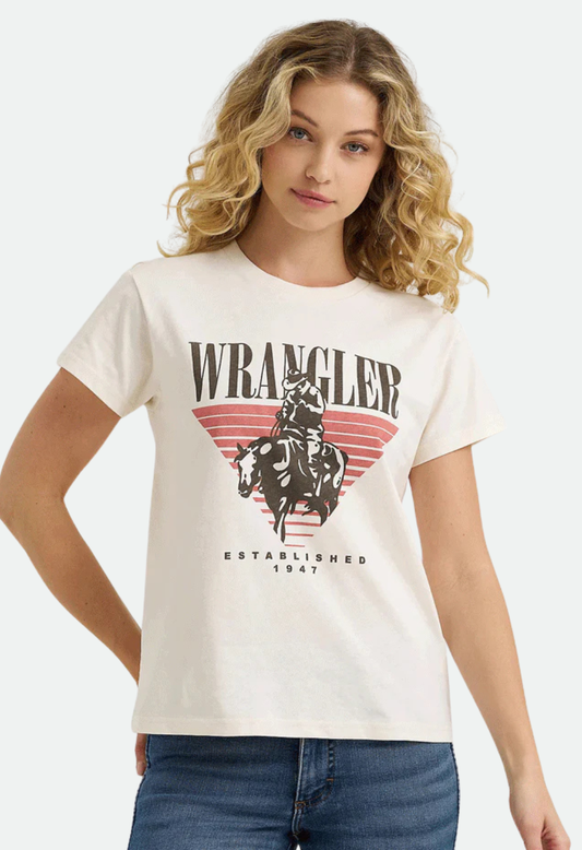 Wrangler Womens Graphic Retro Regular Fit Tee Cream