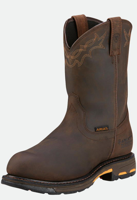 Ariat Men's Work Hog Pull On H2O Composite Toe - Oily Distressed Brown