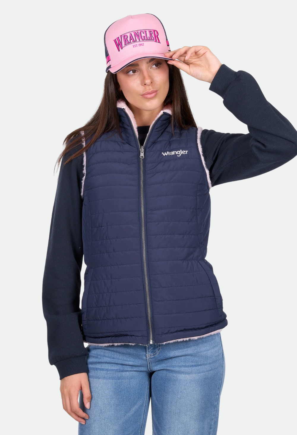 Wrangler Women’s Marta Reversible Vest - Navy/Pink