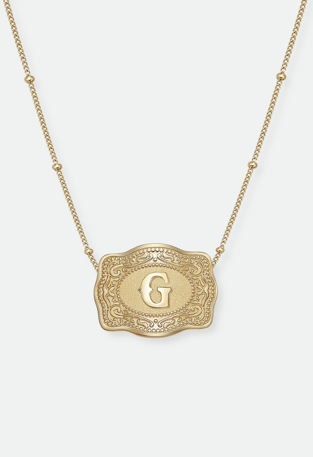 SpurWest Mini Belt Buckle Necklace (Initial) - Gold