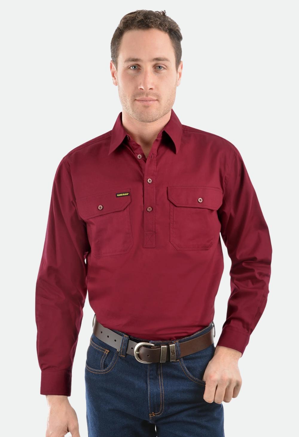 HARDSLOG MENS HALF PLACKET LIGHT COTTON SHIRT
