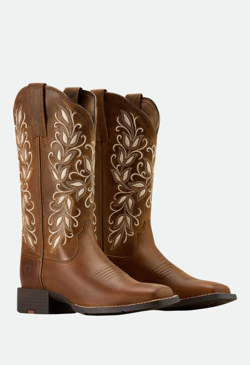 Ariat Womens Round Up Holly Wide Square Toe Western Boot - PEARL