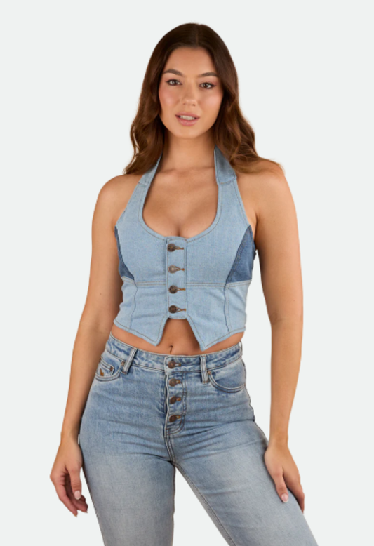 Ringers Western Womens Alinta Denim Bustier - Denim Blue