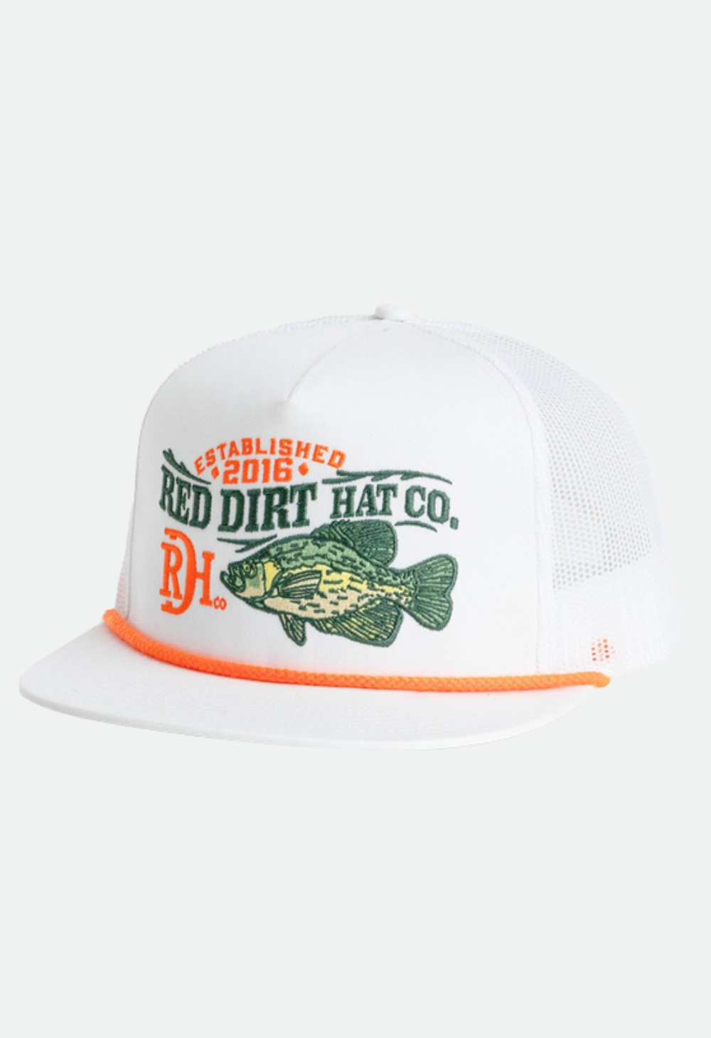 Red Dirt Hat Hooked White Orange 5 Panel - Hats Cap - RDHC-529