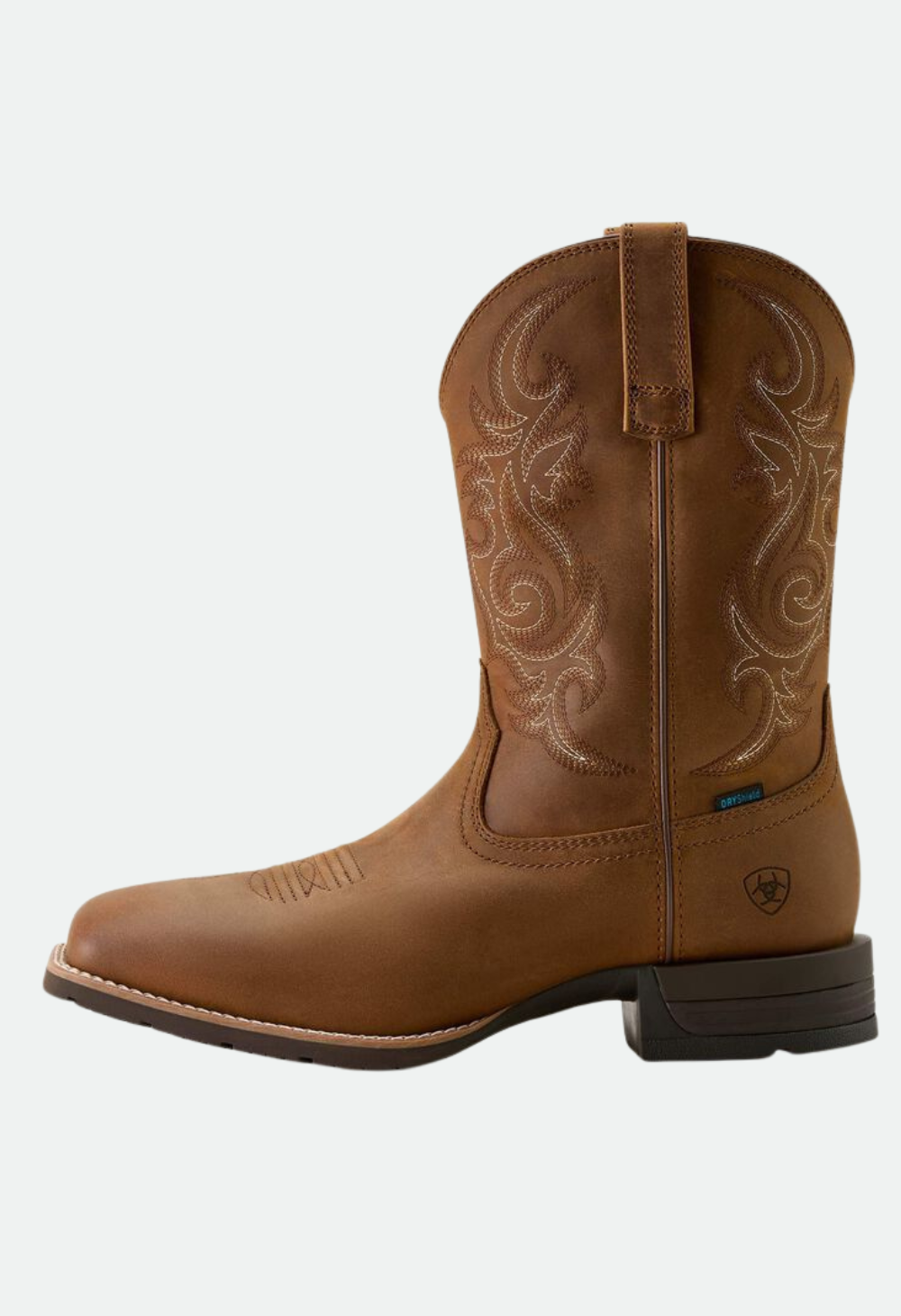 Ariat Men's Hybrid Ranchway Waterproof Wide Square Toe Cowboy Boot - Distressed Brown