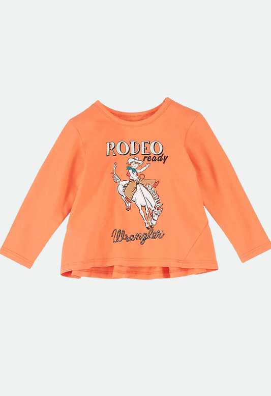 WRANGLER BABY GIRL'S LONG SLEEVE RODEO TEE - ORANGE – No Exchanges or Refunds