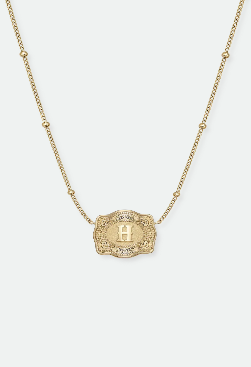 SpurWest Ultra Mini Belt Buckle Necklace (Initial) - Gold