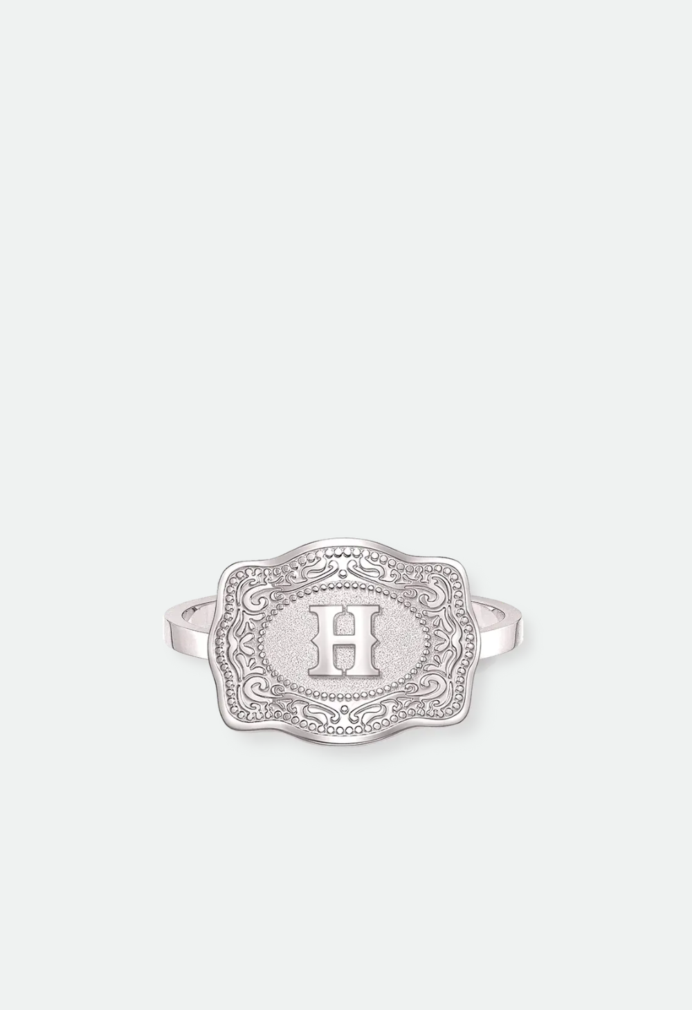 SpurWest Mini Belt Buckle Ring (Initial) U.S. Ring size 6-10 below - half sizes available- Silver