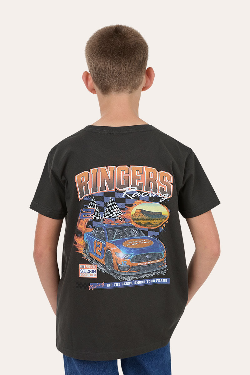 Ringers Western Youth Boys Racing T-Shirt - Charcoal