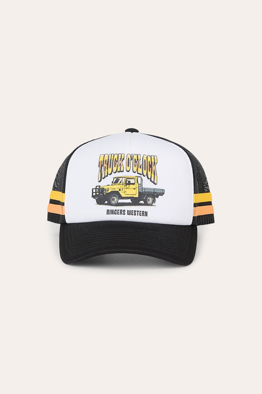 Ringers Western Kids Boys Truck O'Clock Foam Trucker Cap - White / Black