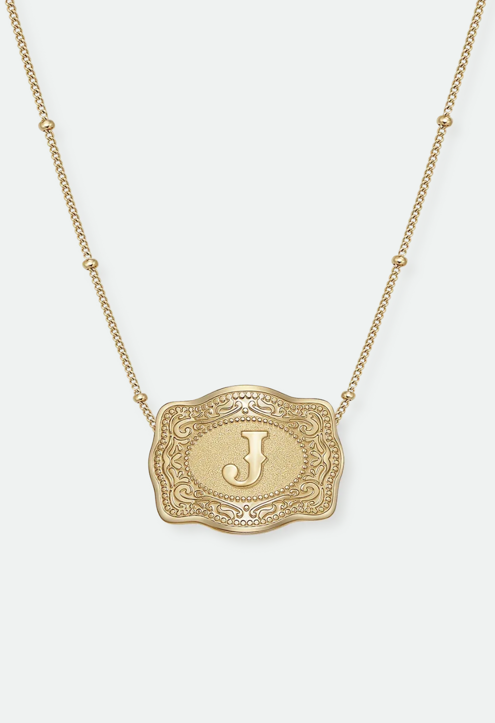 SpurWest Mini Belt Buckle Necklace (Initial) - Gold